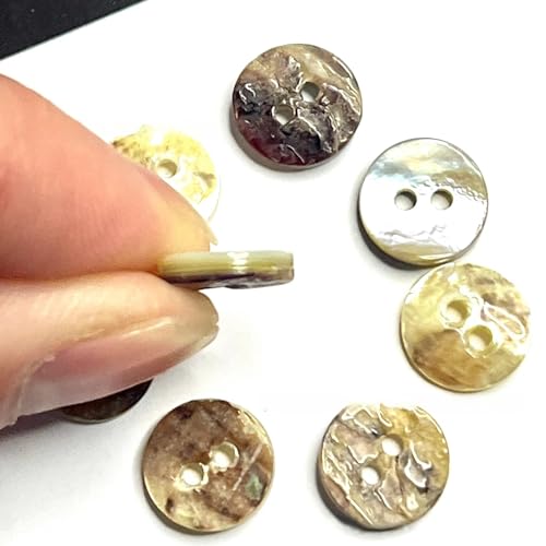 WDZDS 100 Stks 10-11mm Natuurlijke Masmas Shell Knoppen, Enkele Oog Dubbele Oog Verdikte Shell Knoppen, Voor Shirts, Kleding Knoppen