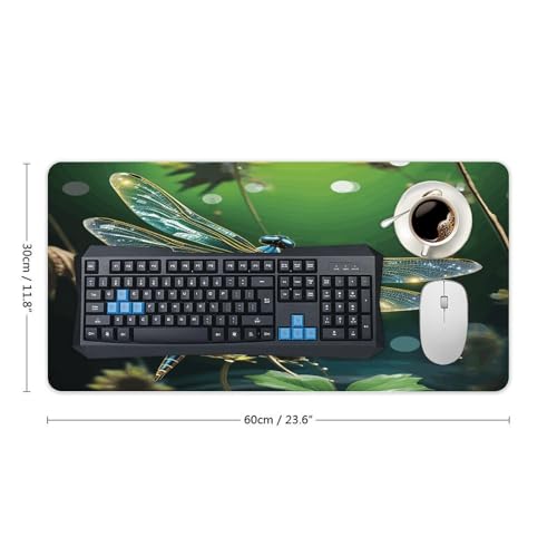 Dragonfly Green Desk Pad grande con base de goma y superficie impermeable miniatura 2