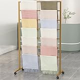 Clothing Organizer Scarves Rack, Freestanding Pants Hanger Metal Pipe Shelf with Wheels, Commercial...