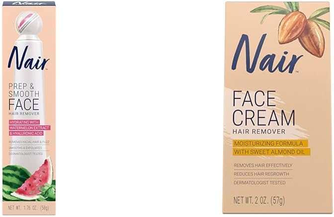 Prep & Smooth Facial Hair Remover for Women, 1.76 oz & Moisturizing Face Cream, 2OZ