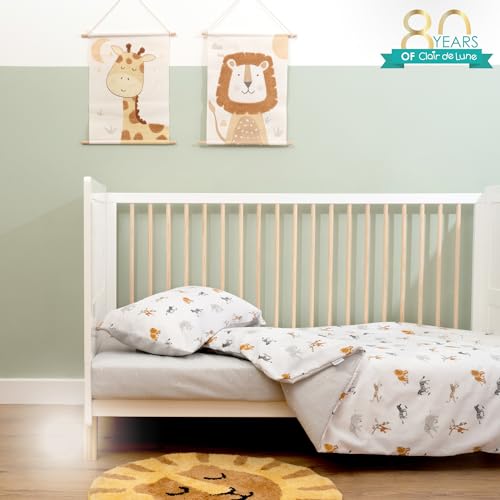Clair de Lune Jungle Dream Reversible Cot Bed Duvet Cover and Pillowcase Set 120 x 150 cm , White/Grey - Cosy Home Interiors Clair de Lune Jungle Dream Reversible Cot Bed Duvet Cover and Pillowcase Set 120 x 150 cm , White/Grey - Image 6