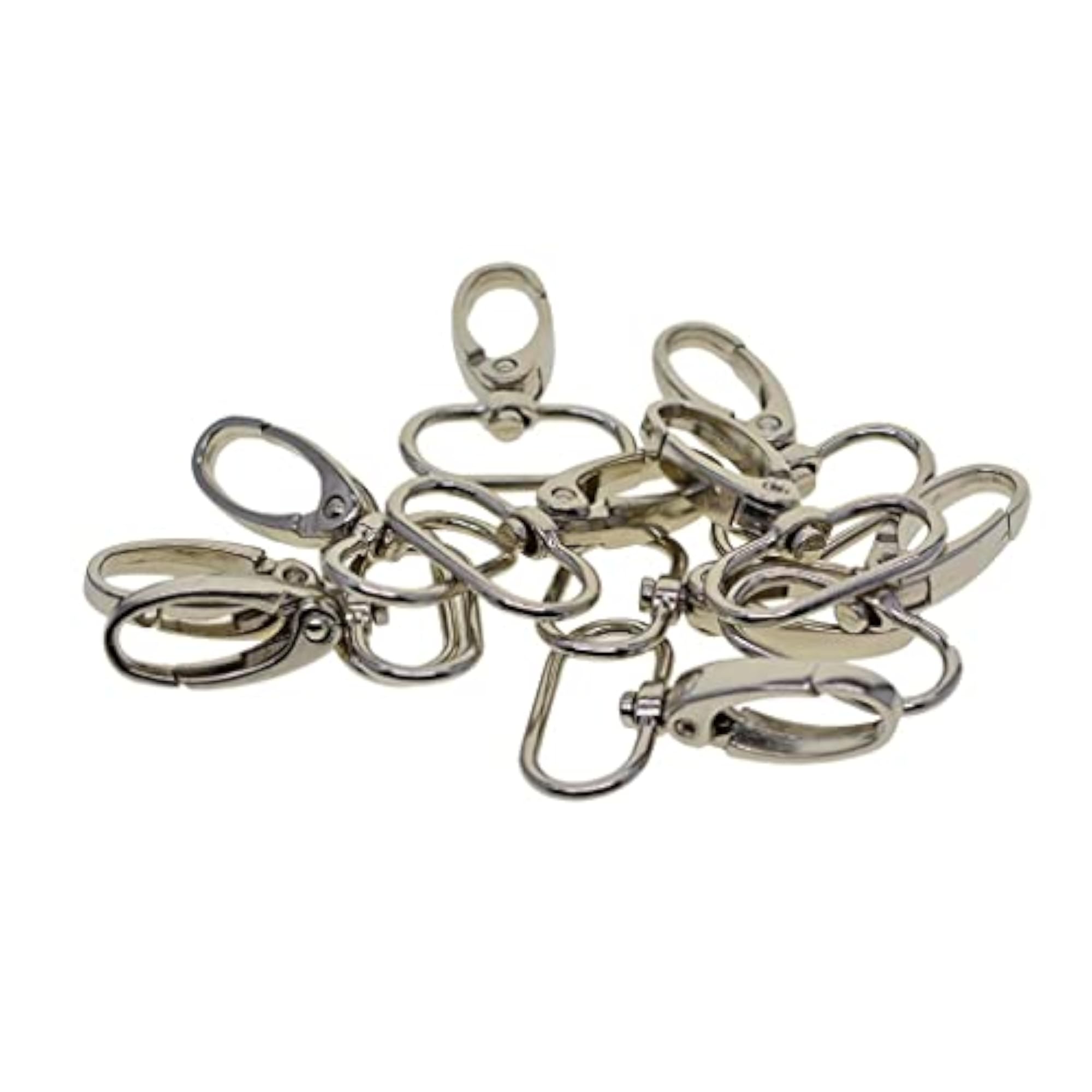 6x10 Pieces Silver Swivel Lanyard Snap Hook with Key Rings