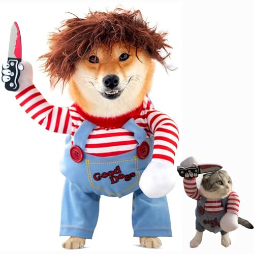 Costumes d'halloween pour Chiens et Chats, Vêtements Tenue Deadly Doll pour Animaux, Costume drôles pour Chiens pour Halloween, Noël, fêtes, Cosplay (S)