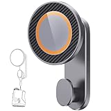 NOVRIDO Magnetic Golf Cart Phone Holder for MagSafe, Snap-Lock Zinc Alloy Rustproof Magnetic Mount w/Built-in Gear Hook, 20-Magnet Block Array, Fits iPhone 12–16 (Ring Included) (Light Gray)