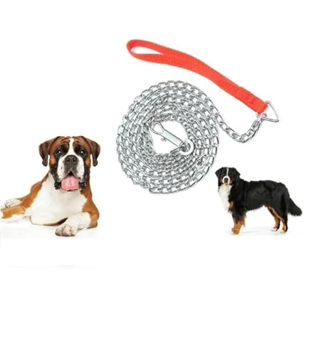 Corrente Guia para Cães Premium em Aço Inoxidável 1,2m com Alça Ergonômica e Confortável, para cães
