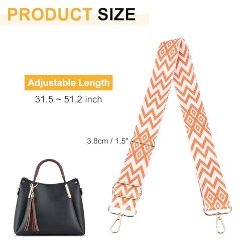 Image of PATIKIL 55in Purse Straps Replacement Crossbody, Bag Straps Crossbody Universal Adjustable Canvas Bohemian for Purses Handbags Guitar, Orange