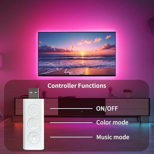 KSIPZE TV Led Lights 5M, RGB Led Lights for 45"-75" TV Backlights with Remote,APP & Button Control,Music Sync Color Changing, USB Powered Strip Light for Bedroom Gaming Room