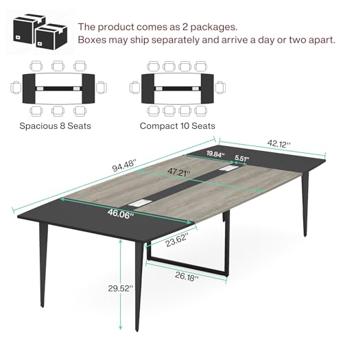 image for Tribesigns 8FT Conference Table, 94.48L x 47.21W x 29.52H Inches Boat 
