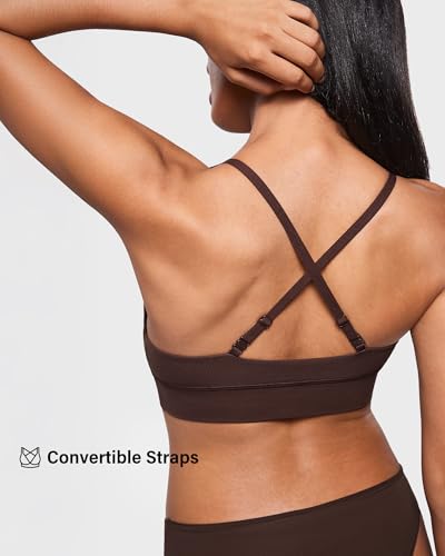 Image of INLYRIC Women's Inbarely Outwear Longline Triangle Bralette Plunge Unlined No Underwire Yoga Sports Bra Crop Tank Top
