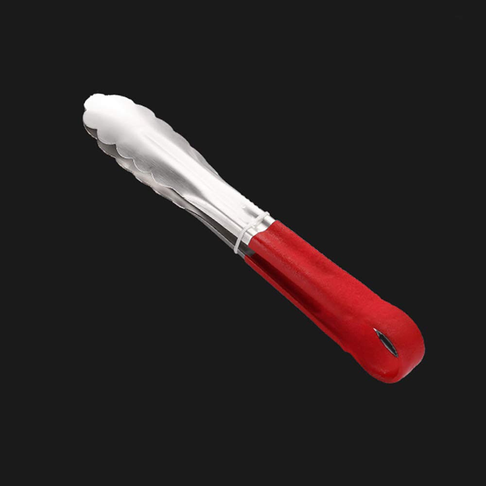 Kitchen Tongs SENRISE Stainless Steel Cooking Tongs Heat Resistant Locking Tongs for Cooking Food Serving Salad Barbecue Grill, 1 Pack (9 inch, Frosted, Red)