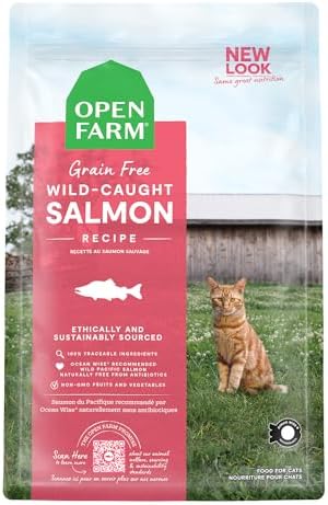 Open Farm Wild-Caught Salmon Grain-Free Dry Cat Food, Responsibly Sourced Pacific Salmon Recipe with Non-GMO Superfoods and No Artificial Flavors or Preservatives, 4 lbs