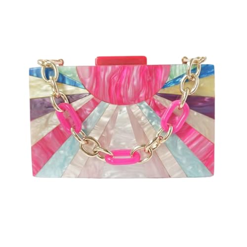 Image of Elegant Ladies Acrylic Evening Clutch Multicolored Bag Box Stylish Marble Purse Handbag for Wedding Banquet Cocktail