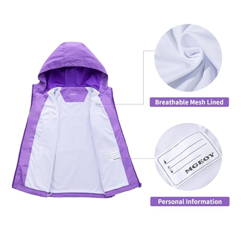 Image of MGEOY Kids Rain Jackets Waterproof with Hood Lightweight Rain Coats for Girls Boys