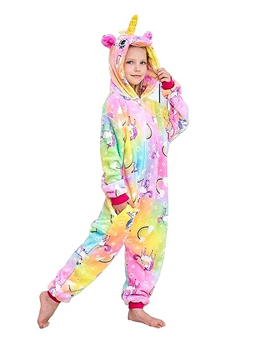 Uniquecos Unicorn Onesie Cosplay Costume Girls Halloween Xmas Pajamas (Rainbow, 6 Years)