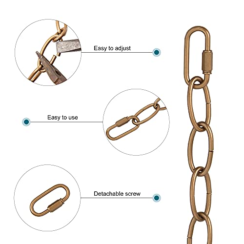 Optimant Lighting Antique Gold Lighting Chain, 20 Feet Metal Chandelier Chain Extension, Heavy Duty Pendant Chandelier Lighting Fixture Extra Chain with Connection Locks for Hanging Light - Image 4