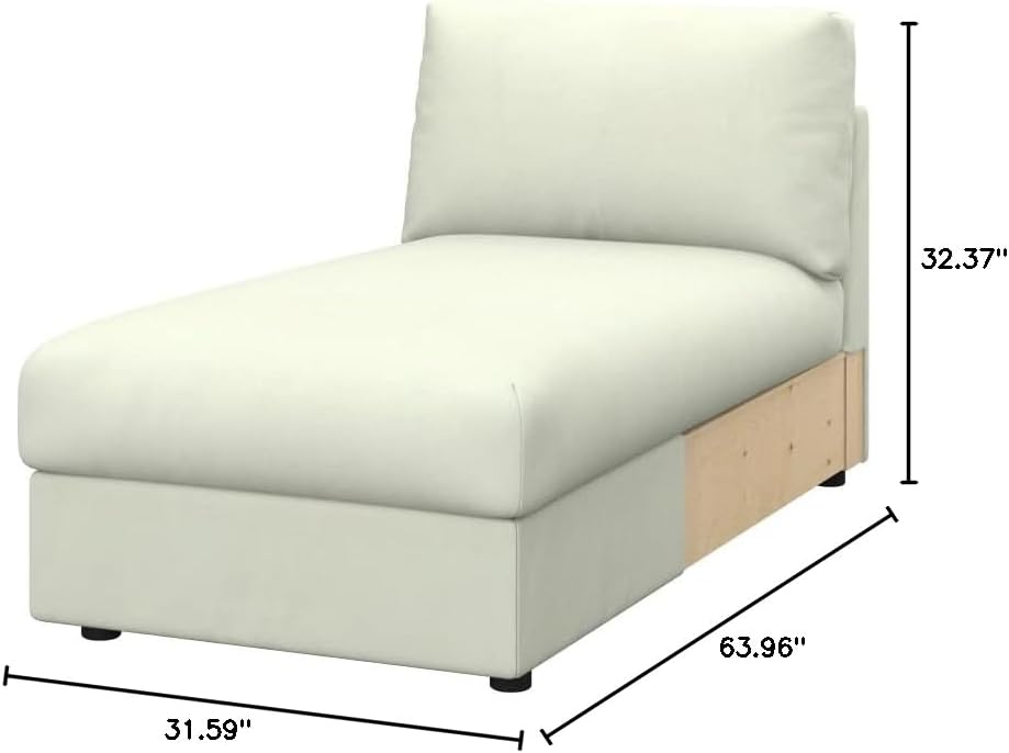 Soferia Replacement Compatible Cover for Vimle Chaise Longue, Fabric Eco Leather Creme