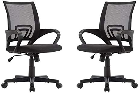 Pemberly Row (Set of 2 Ergonomic Adjustable Mesh Computer Desk Chair with Armrests and Lumbar Support, for Home and Office, Swivel