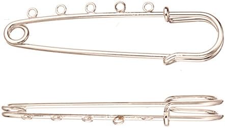 Silver-Finished Kilt Pin with (5) 2mm Loop 3-Inch Sold per Pack of 10