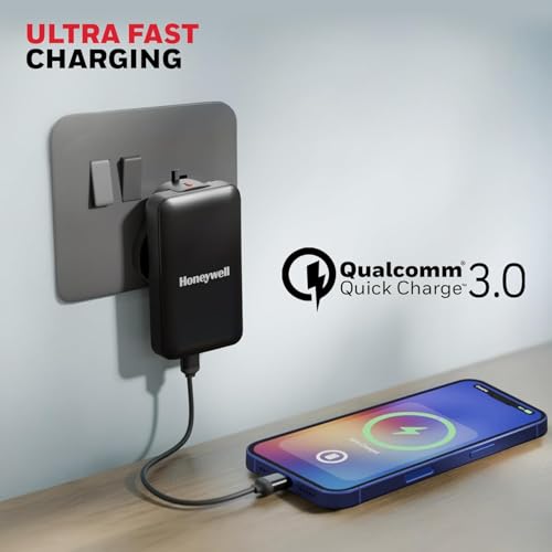 Image of Honeywell Zest Ultra-Thin GaN 65W Dual Type-C PD 3.0 Wall Charger with PPS Support, Ultra-Fast Charging, Compatible with iPhone, iPad Pro, Pixel, Galaxy, OnePlus, Tablets & Smartwatches | PPS Support, Ultra-Fast Charging, Compatible with iPhone, iPad Pro, Pixel, Galaxy, OnePlus, Tablets & Smartwatches