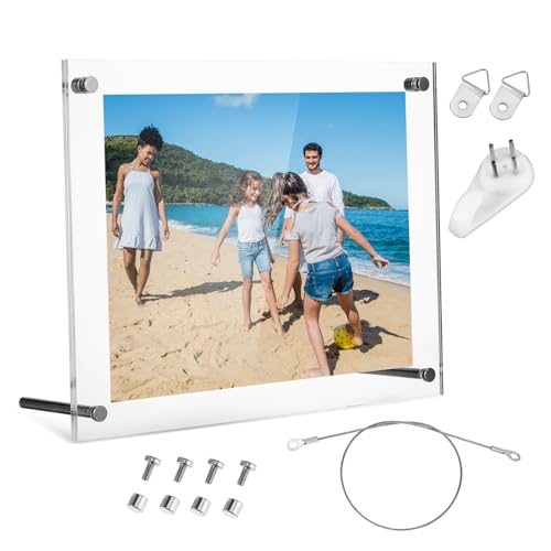 Abaodam Cornice Trasparente in Acrilico Per Foto Con Supporto e Appesa Adatta Per o Parete Per Ufficio e Casa