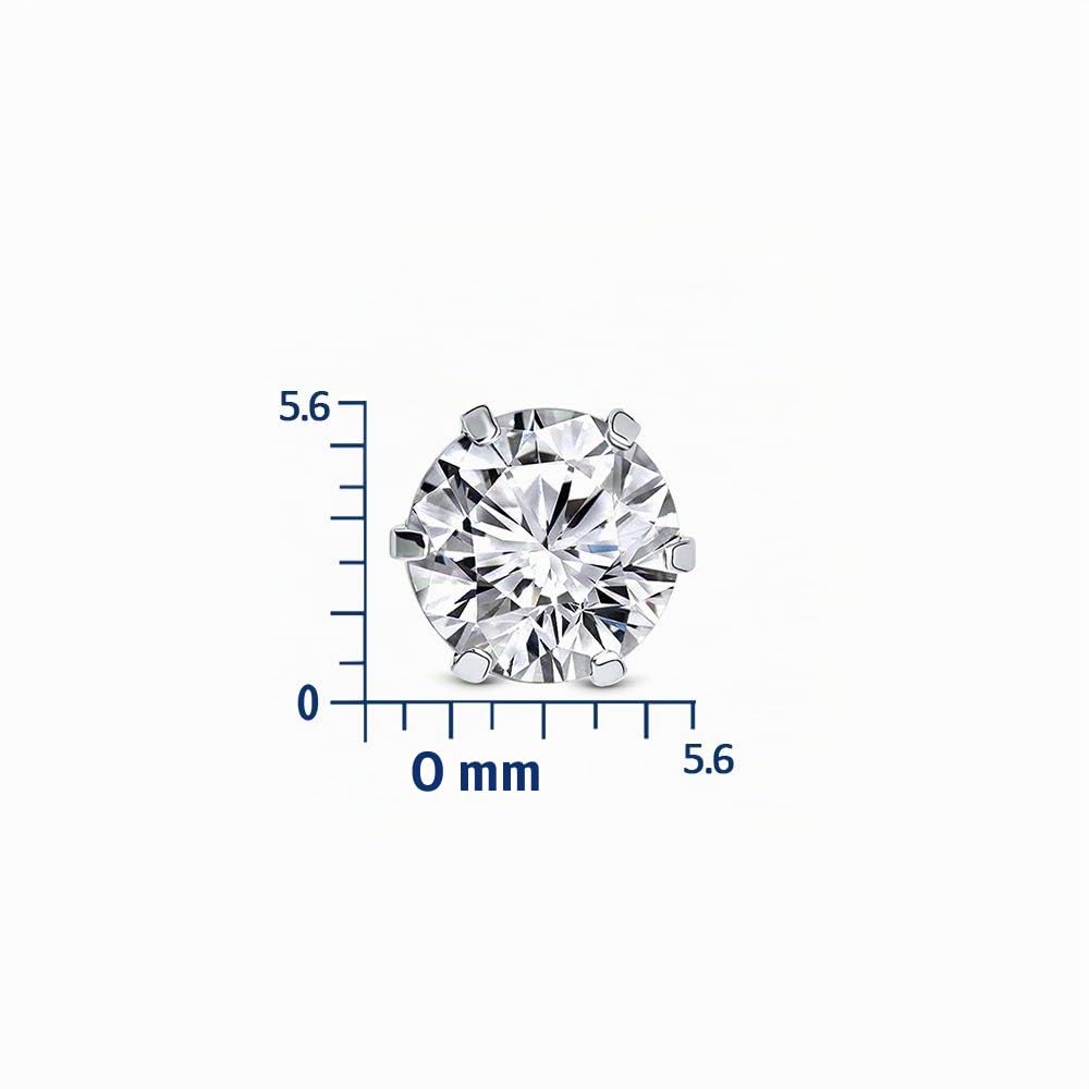 Miore Ohrstecker Damen aus 9 Karat Weißgold 375 mit Smaragd/Saphir/Rubin/Zirkonia im Rundschliff, Ohrringe Damen mit Edelsteinen in Krappenfassung, Schmuck Allergenfrei, Handgemacht (5.5 x 5.5 mm)
