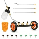 Idropulitrice ad Alta Pressione per Sottoscocca Auto, Idropulitrice 2 in 1 per Sottoscocca con Flacone Spray in Schiuma, 3 Prolunghe e Attacco Rapido da 1/4", Aste per Vialetti, Cortili e Terrazze