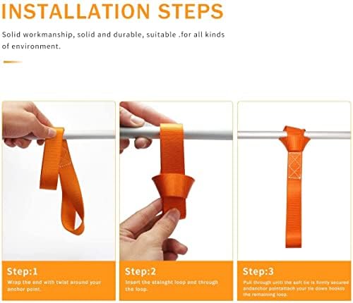 LITTOU KOLOME Tie Down Loop Fit for Motorcycle ATV UTV Dirt-Bike 2300 Lb Break Strength Tie Down Strap 12"X 1"(8 Pcs Orange)