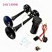 YIYIDA Bocina de aire para automóvil cromada zinc 150DB bocina trompeta 24V negra bocina para automóvil bocina de doble tubo con bomba de aire bocina para camión Car Horn para 24V car barco tren etc