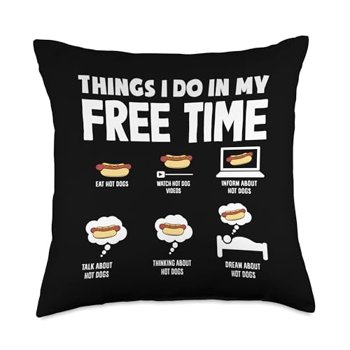 Hot Dog Lover Free Time Eat Talk Dream Throw Pillow