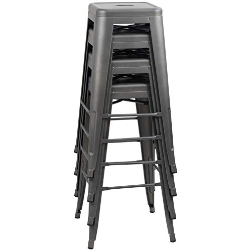 Furmax 30 Inches Metal Bar Stools Bar Height High Backless Stools Indoor Outdoor Stackable Kitchen Stools Set Of 4 (Grey) #TOP3