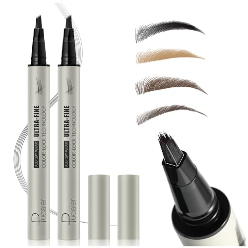 2 Pack Microblading Eyebrow Pen and Brow Tint for Women with Angled Brush & Dip to Effortlessly...