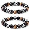 Black-Obsidian-Hematite-Triple-Protection-Bracelet-Tiger-Eye-Beads-Bracelets-for-Men-and-women10MM-Set-of-2 WFJ Black Obsidian Hematite Triple Protection Bracelet Tiger Eye Beads Bracelets for Men and women(10MM), Set of 2 black,gray 19cm