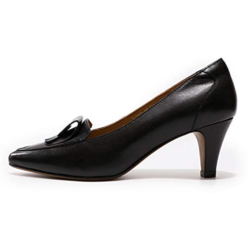Mona flying Leather Mid Kitten Pumps Elegant Women Slip On Classic Comfortable Elegant Handmade Work Shoes - Image 9