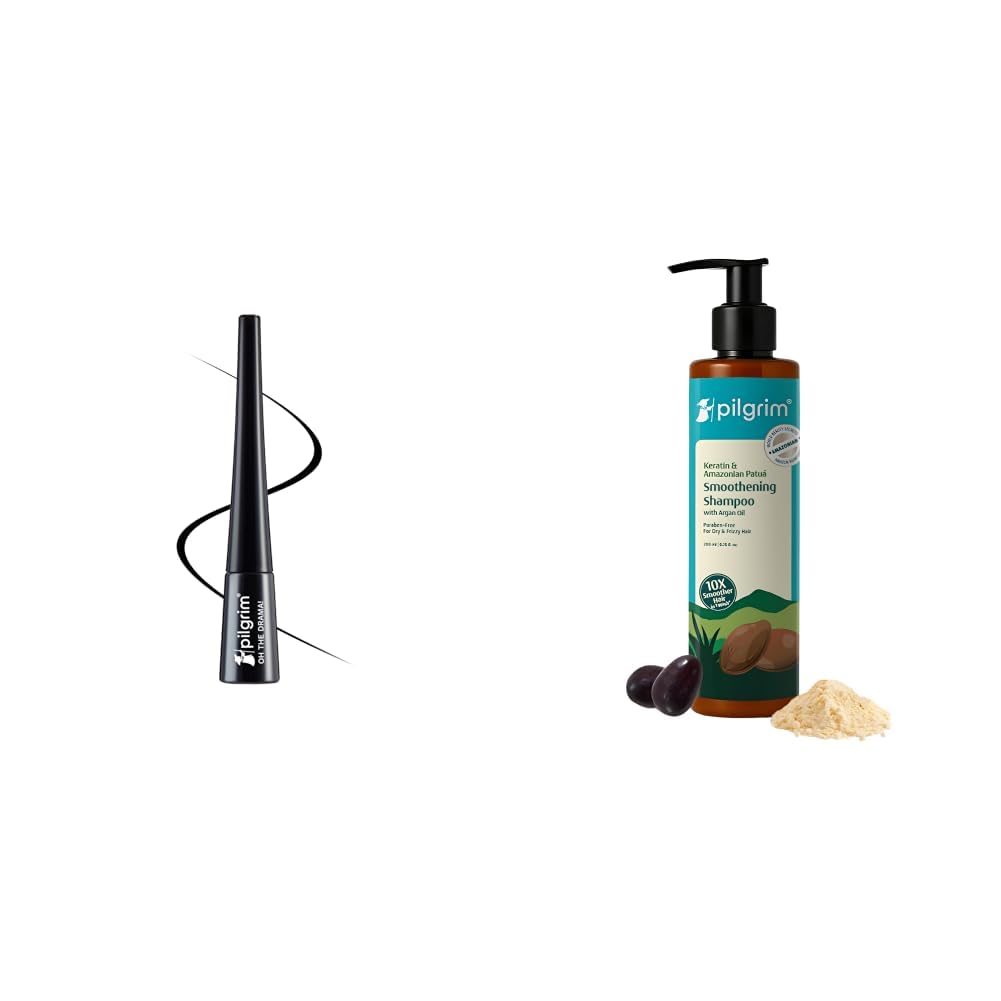Pilgrim Black Scandal Eyeliner Pencil Intense Matte Finish Smudge Proof Pencil Enriched With Argan Oil 3.50Ml & Patua & Keratin Hair SMOOTHENING SHAMPOO for Dry & Frizzy hair 200 ml-image-48