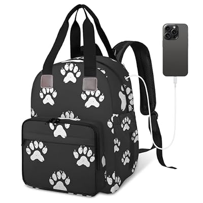 Shoblo Lovely Dog Paw Diaper Bag Backpack for Travel, Waterproof Diaper Bag with Insulated Bottle Pockets & USB Port, Large Capacity Baby Bag for Moms & Dads