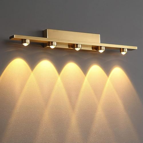 Image of Groeien 5 LED Golden 5 watt Wall Sconce Bathroom Vanity Indoor Outdoor Light Fixtures for Mirror, Hallway,Bedroom,Indoor Wall Light(Luxebeam-5LED)