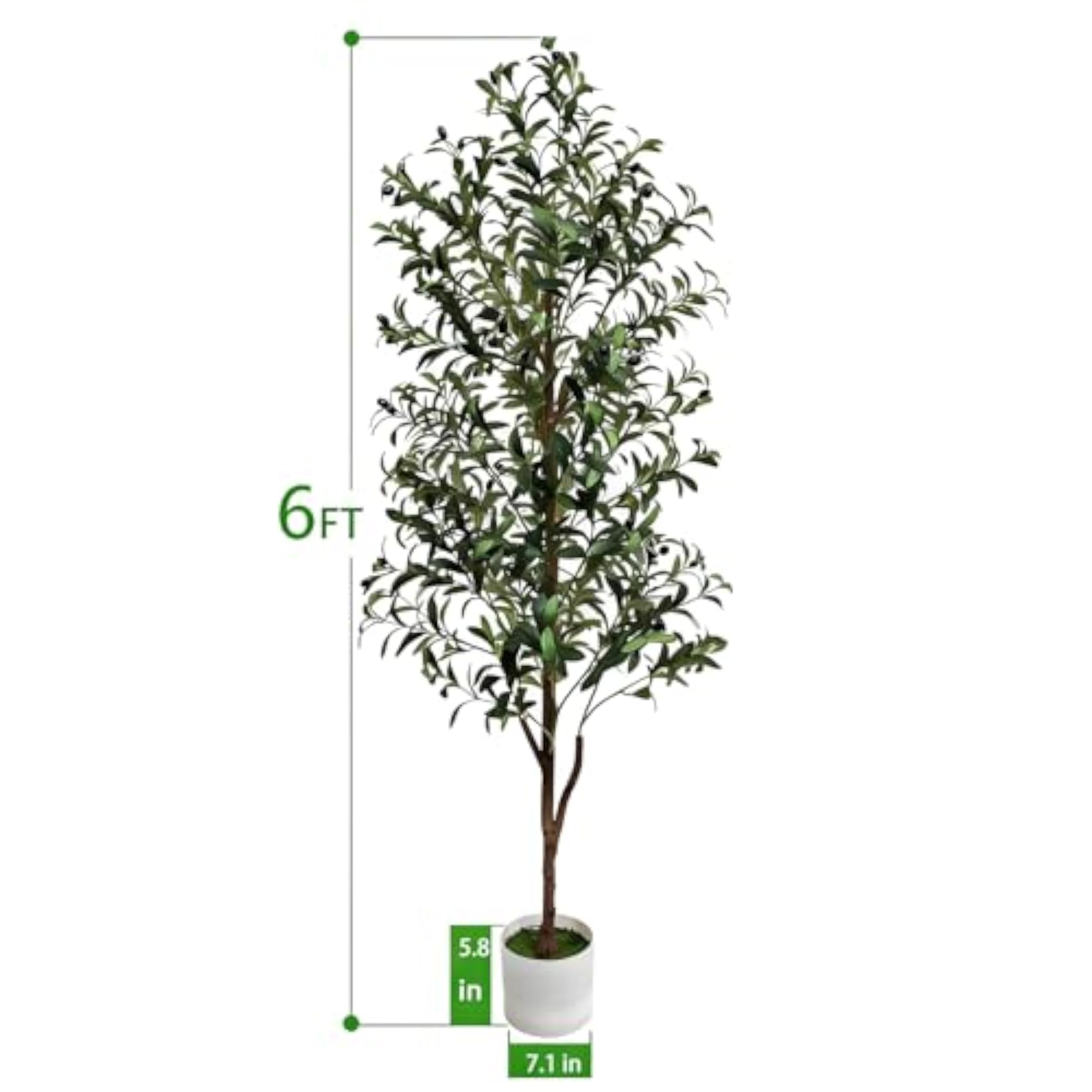 6FT Artificial Olive Tree Indoor Plant, Realistic Faux Decor