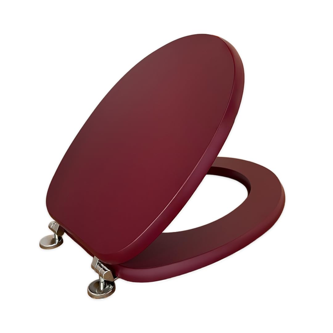 Kiamami Valentina Asiento de Inodoro Rojo Amaranto en MDF compatibilidad Universal