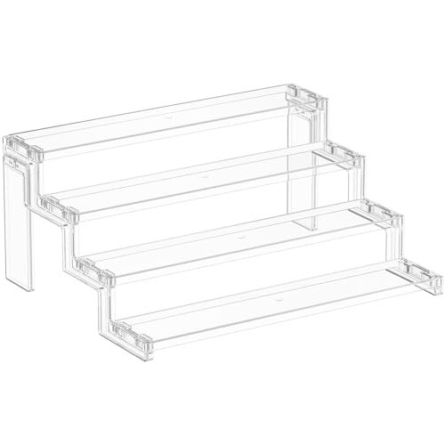 Lifewit Expositor Perfumes, Transparente Expositor Metacrilato, Podios de Exhibición para Figuras, Cupcakes, Buffets, Postres, Esmalte de Uñas, Especias, Cosméticos, 4 Niveles, 1 Paquete, 35 cm