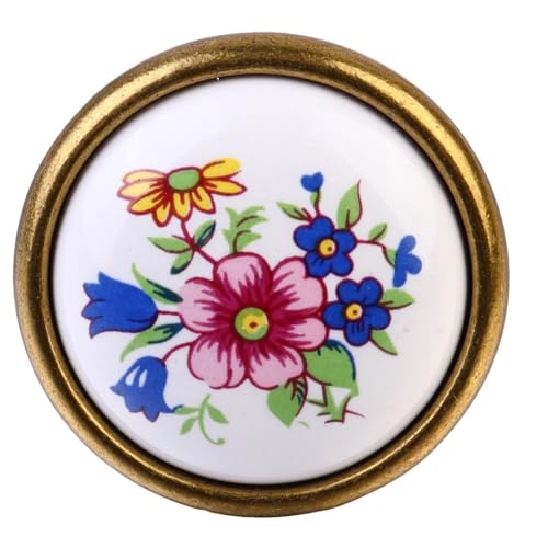 Hemobllo 4 piezas Pomos de Cerámica con Estampado Floral Azul de Tiradores Rústicos para Armarios Cocina Duraderos y Decorativos para Muebles