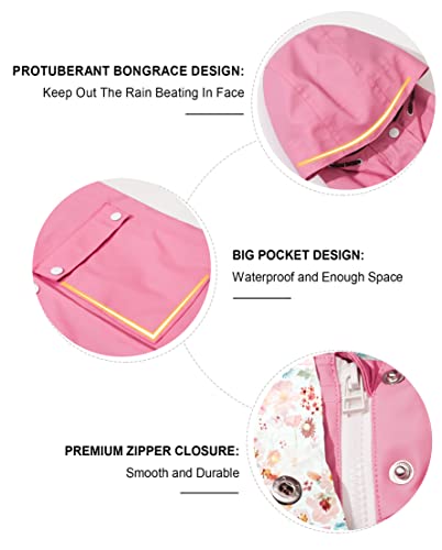 Image of maoo garden Girls Boys Rain Jacket Lightweight Waterproof Raincoat Hooded Lined Long Windbreaker