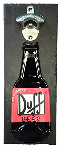 BottleClocks Duff - Abridor de botellas de cerveza montado en la pared sobre pizarra hecho gran artículo para tus amigos de cerveza