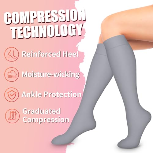 Image of Compression Socks for Women & Men Circulation (6 Pairs) 15-20 mmHg is Best Support for Athletic Running,Nurse