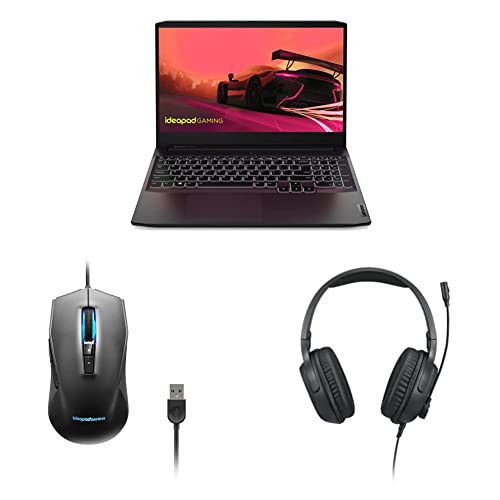 Image of Lenovo IdeaPad Gaming3 AMD Ryzen 5 5600H 15.6 inch (39.62cm) FHD IPS 120Hz Gaming Laptop 8GB /256GB SSD+1TB /Win11 Home /NVIDIA GTX 1650 4GB /Alexa /Game Pass, 82K201Y9IN + 3200 DPI Gaming Mouse & Headset