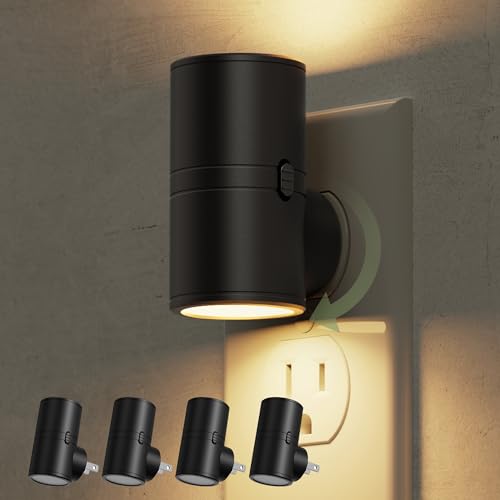 Image of L LOHAS LED Night Light, Night Lights Plug into Wall, Light Sensor, 2 Level Brightness, Soft White 3000K, Mini Rotating Nightlight Plug in Wall for Adult Kids Hallway Bedroom Bathroom Stairway, 4 Pack
