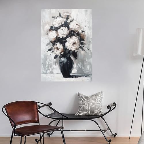 Toile non tissée art abstrait floral blanc FJASKER tableau moderne decoration sans cadre
