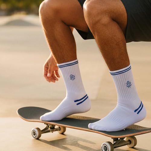 Bonjour Men's Crew Length Cotton Socks | White | Cushioned, Breathable & Stretchable | Ribbed Grip | Casual Everyday Wear | Pack of 3 Pairs - Image 6