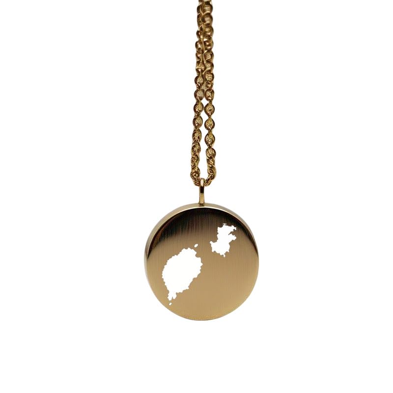 Pendentif carte de Sao Tomé-et-Principe en argent sterling plaqué or 14 carats, forme ronde de 24 mm et épaisseur de 1,5 mm, breloque Terre, bijou de voyage délicat | aventure | LKB_MAP_351