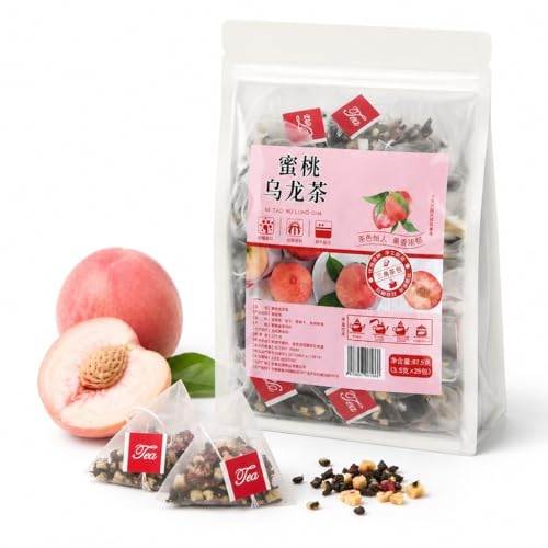 Thé oolong pêche infusion fruitée sachet triangulaire mélange parfumé 25 pièces