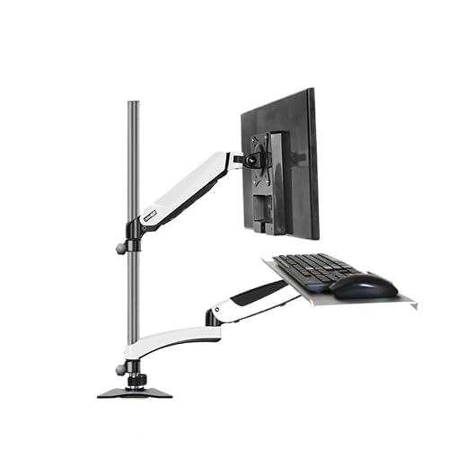 YLUPVT Industrial Control Integrated Standing Office Monitor Stand Universal Rotating Telescopic Computer Keyboard Mouse Tray(Table clamp version)